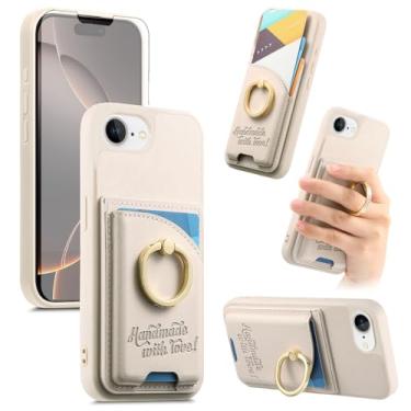 Imagem de Asuwish Capa de telefone para iPhone 16e/SE 2025/SE 4 capa carteira com protetor de tela de vidro temperado e suporte de cartão anel acessórios para celular i Phone16e i16e 16 e SE4 4ª geração 16eCase