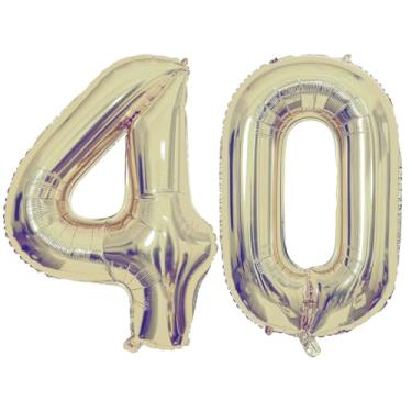 Imagem de Champagne Gold 40 Number Balloons, 40 Inch Giant Number 40 Balloons Foil Mylar Helium Light Gold Number Balloons for 40th Birthday Party Supplies Anniversary Event Celebration Decorations