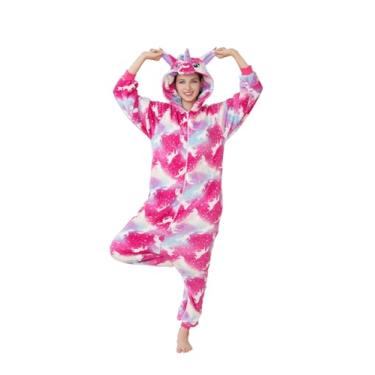 Imagem de Xiqupjs Pijama adulto para cosplay de unicórnio, Rosa, M