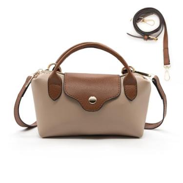 Imagem de Long Keeper Mini bolsa transversal feminina de couro vegano pequena bolsa de ombro alça superior bolsa Hobo bolsa clutch para telefone, Khkai, One Size, Mini bolsa de mão longa com alça superior de