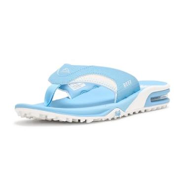 Imagem de REEF Chinelo Fanning masculino para abrir garrafas, Azul claro/branco, 38