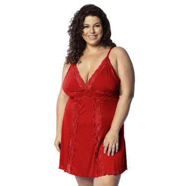 Imagem de Camisola Plus Size Sensual Rendada Lingerie Feminina Sem Bojo Moda Cas