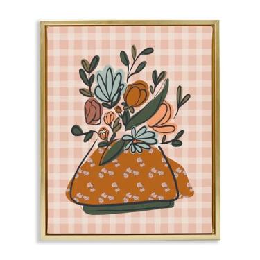 Imagem de Stupell Industries Tela flutuante dourada para sala de piano floral design de parede por Beki Marquardt, 80 x 63 cm