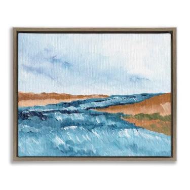 Imagem de Stupell Industries Coastal Dreams Abstração Marrom Emoldurado Tela Flutuante Design de Arte de Parede por Nikita Jariwala, 25 x 31