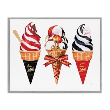 Imagem de Stupell Industries Design de arte giclée emoldurado cinza em cones de sorvete vermelho e preto por Amanda Greenwood, 40 x 50 cm