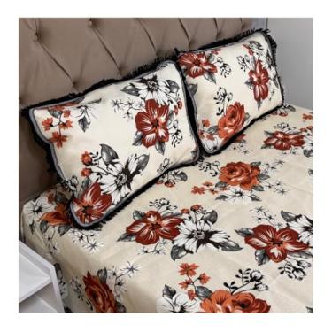 Imagem de Jogo de Colcha Casal Box Linhão com Franja e Fronhas Algodão – Cobre Leito Estampado Dupla Face, Macio e Durável(MODELO - 24)