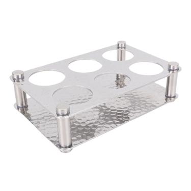 Imagem de Yosoo Os Copos de Barra de 6 Orifícios Exibem Prateleira de Aço Inoxidável, Com Bandeja de Aço Inoxidável para Xícaras, Copos e Outros Utensílios de (Prata 2x3 = 6 orifícios (3,8cm/1,5 em abertura))