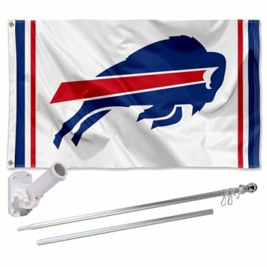 Imagem de Kit de suporte e mastro para bandeira branca da WinCraft Buffalo Bills