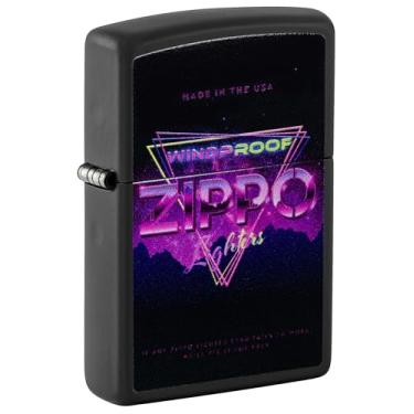 Imagem de Zippo Isqueiro de bolso preto fosco com design de sinalização