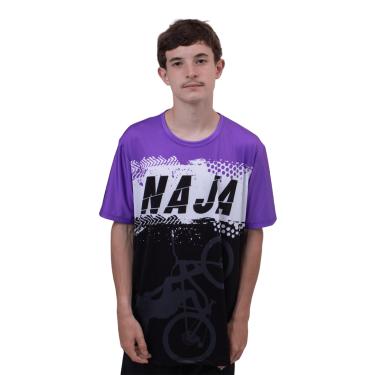 Imagem de Camiseta Masculina Hupi Naja Roxo/branco/preto, Cor: Roxo/branco, Tamanho: GG