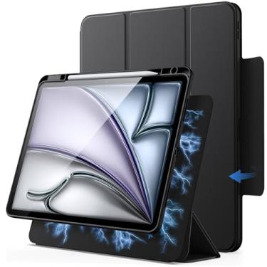 Imagem de JETech Capa Magnética Destacável para iPad Air 13 Polegadas M3/M2 (2025/2024) com Porta-Pencil, Case Transparente Giratória Removível, Suporte para Retrato/Paisagem (Preto)