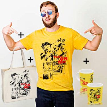 Imagem de Camiseta camisa A-HA, Combo sacola ecobag+caneca