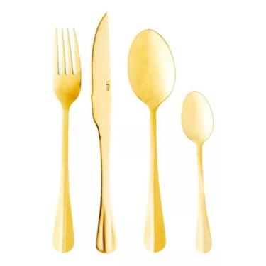 Imagem de Faqueiro 24 Peças de Aço Inox Positano - Lyor, Dourado