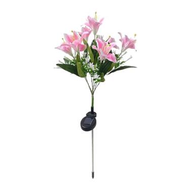 Imagem de Outdoor Solar Lily Night Light Solar Powered LED Lily Light para Quintal Jardim Pátio Impermeável Luz Branca Quente 28.74 Polegadas 42 LEDs