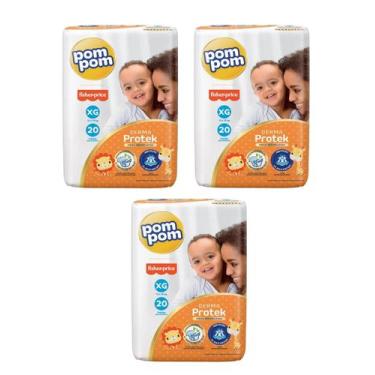 Imagem de Kit Pompom Derma Protek Tam XG - 60 fraldas - OFERTA