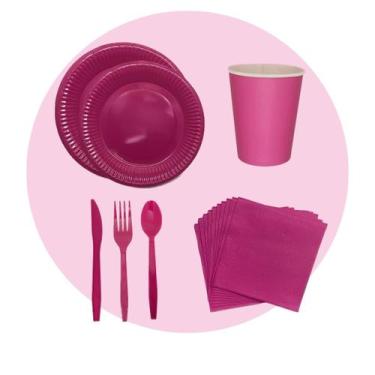 Imagem de Kit Festa 140 Pçs Descartavel: Prato- Copo- Talher- Guardanapo - Parti