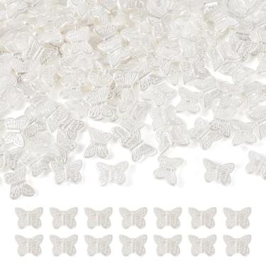 Imagem de Spritewelry 220 peças de contas de borboleta de plástico para fabricação de joias ABS imitação de pérolas brancas borboletas brancas espaçador artesanato contas para pulseira brinco colar