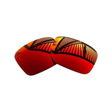 Imagem de MYCOURAG Lentes de reposição polarizadas com proteção UV para óculos de sol Oakley Holbrook XXL OO9487 61 mm – Vermelho fogo espelhado revestido polarizado