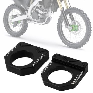 Imagem de IUVWISN Bloco de eixo traseiro Dirt Bike CNC ajustador de tensor de corrente de motocicleta para KX450F 16-18 KX250F 17-19 KX250 KX450 19-24 KX250X KX450X 22-24 Preto