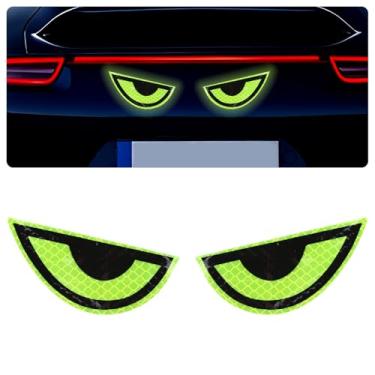 Imagem de Hovom 2 peças de adesivos refletivos de carro, adesivo de aviso automático de olhos fofos, adesivos de capacete de motocicleta, decalque refletivo de alta visibilidade para segurança noturna