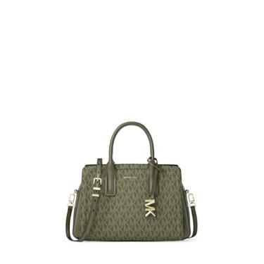 Imagem de Michael Kors Bolsa pequena Laila, ferragem dourada/tonal MK Signature Coated Twill/Ivy