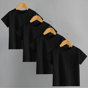 Imagem de Kit Com 4 Camisetas Infantil Unissex Básica Lisa Tecido Premium 100% A