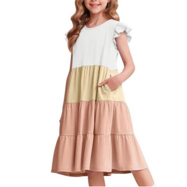 Imagem de Vestido Arshiner Little Girls de verão sem mangas de algodão de 4 a 5 
