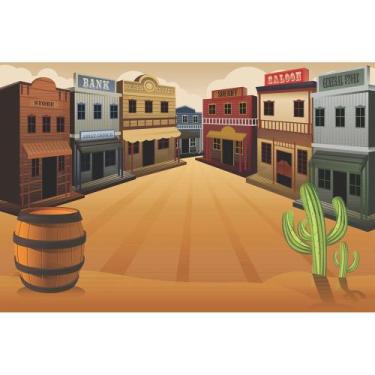 Imagem de Painel de Lona Cidade do Faroeste 3D - Fabrika de Festa, 500x250cm