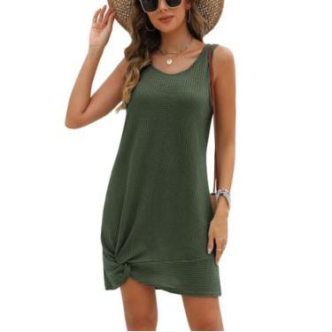 Imagem de Vestido regata AI'MAGE Waffle Knit Twist com capa de banho verde
