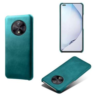Imagem de Capa para Huawei Honor Play 50 Plus,Proteção contra quedas,Casca de volta de cor sólida simples,Design de couro de imitação de plástico-Green