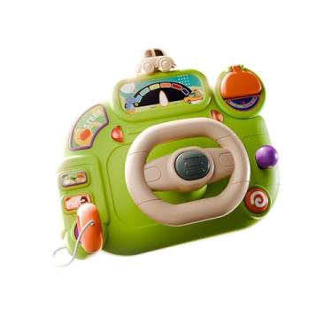 Imagem de YIJU Volante infantil para motorista de carrinho de bebê, atividade divertida com som e luz, brincadeira de faz de conta para berço interativo, brinquedo, Verde
