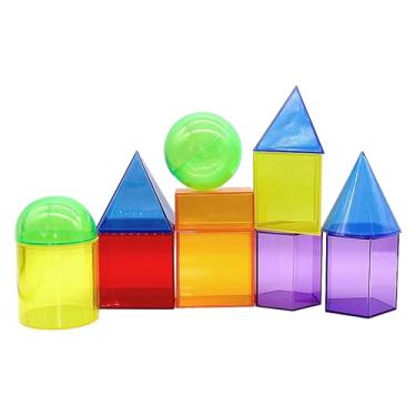 Imagem de menolana Conjunto de 12 peças de blocos geométricos educativos com formas 3D e sólidos geométricos para materiais escolares, pré-escola e sala de aula do