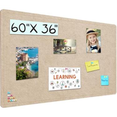 Imagem de Quadro de avisos grande, quadro de cortiça de 152 x 91 cm com 30 pinos, quadro de cortiça de feltro de 1,5 m x 7,8 cm, quadro de aviso autoadesivo, quadro de humor quadro de fotos dobrável para parede
