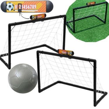 Imagem de Mini Golzinho Infantil c/ Placar 2 Traves Rede e Bola de borracha Resi