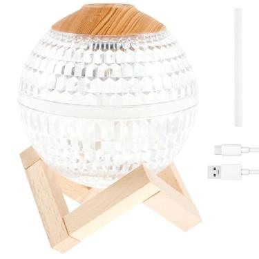 Imagem de XYDHQS Umidificador de bola de cristal, mini para quarto, difusor de óleo essencial com madeira, desligamento automático portátil para decoração de viagens, escritório