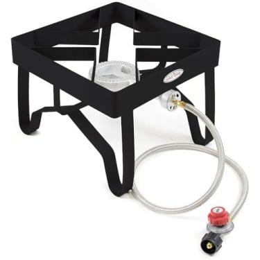 Imagem de Fogão a gás propano GasOne de alta pressão com regulador e mangueira ajustáveis de 0-20PSI, perfeito para fabricação de cerveja, cozinhar ao ar livre, preparação de xarope de bordo