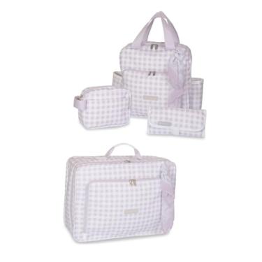 Imagem de Kit Mala Maternidade + Mochila Passeio + Porta Fralda Campo Lavandas – Masterbag Baby