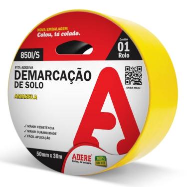 Imagem de Fita de Demarcação de Solo Amarela 50mm x 30 Metros - 850 - ADERE