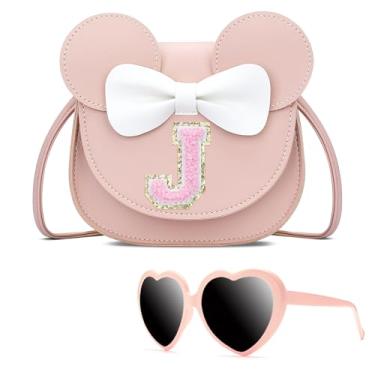 Imagem de KKXIU Bolsa Infantil Personalizada Com Iniciais Para Meninas Laço Fofo De Rato, Carteira Brinquedo Infantil, Transversal Moedas, Presente Aniversário (J)