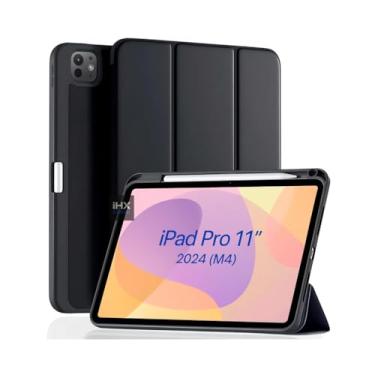 Imagem de Capa Case Premium para iPad Pro 11 2024 M4 - Anti Impacto com Função Sleep e Suporte Com Compartimento Para Pencil Caneta Tampa Magnética (PRETO)