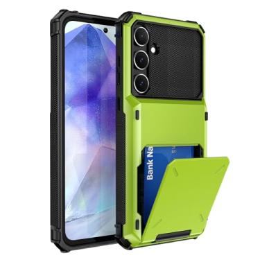 Imagem de SORAKA Capa para Samsung Galaxy A55 5G com suporte para cartão PC TPU 2 em 1 capa bumper de camada dupla à prova de choque pode conter 5 cartões verdes