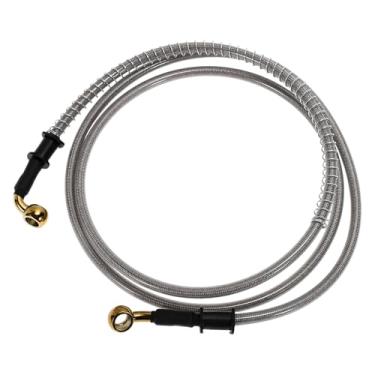 Imagem de Partuto Linha de mangueira de óleo de embreagem de freio de motocicleta de 170 cm fio de aço inoxidável trançado PU linha de freio hidráulico de motocicleta para motocicletas Dirt Bikes tom prateado