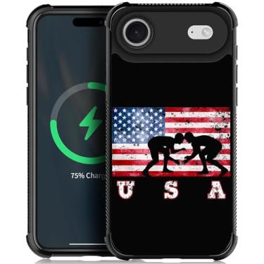 Imagem de CARLOCA Capa para iPhone alzqp compatível com a bandeira dos EUA Magsafe padrão de luta livre para meninas ultra proteção à prova de choque silicone macio TPU antiderrapante traseira