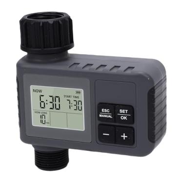 Imagem de Luqeeg Temporizador de irrigação, torneira de 3/10.2 cm IPX5, visor LCD grande à prova de chuva com temporizador inteligente e controle automático de irrigação de mangueira para irrigação de jardim e