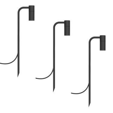 Imagem de Kit 3 Luminárias De Chão Balizador Espeto Jardim Preto 50Cm