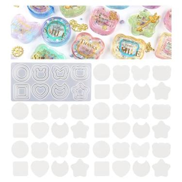 Imagem de BIGEBO Conjunto de moldes para coqueteleira de resina, moldes de silicone de areia movediça com 5 conjuntos de folhas de PVC para artesanato faça você mesmo, pingente e pingente acessório