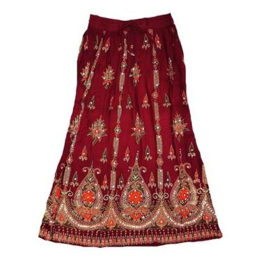 Imagem de Saia Indiana Cigana de Lantejoula - Azul Escuro GG - Neha, G, Bordô