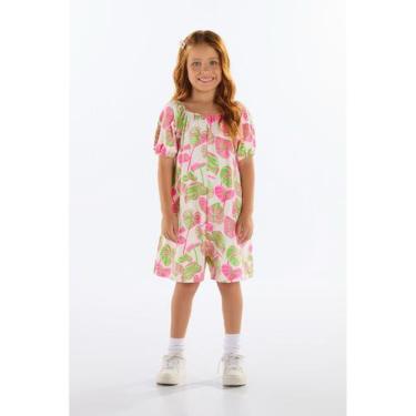 Imagem de Macaquinho Estampado para Menina Quimby, Verde, 14