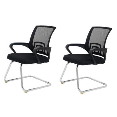 Imagem de Kit 2 Cadeiras de Escritório Detroit Fixa - Cadeiras INC, Preto