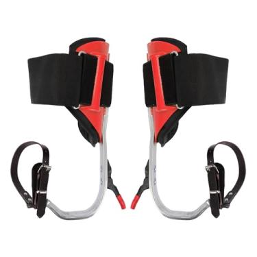 Imagem de Luocute Espigões de escalada de árvores, 1 par de esporas de escalada com tiras e protetores de pontas, equipamento de arborista ajustável para colheita de frutas, equipamento de auxílio de pitões de